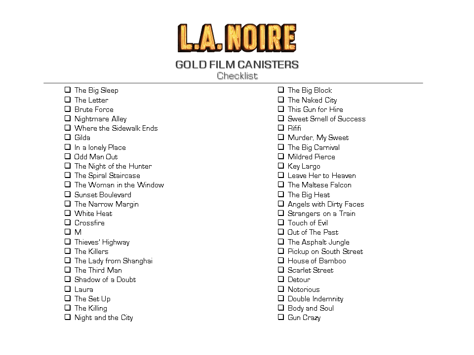 Gold Film Canister Checklist (Hollywoodland Trophy)