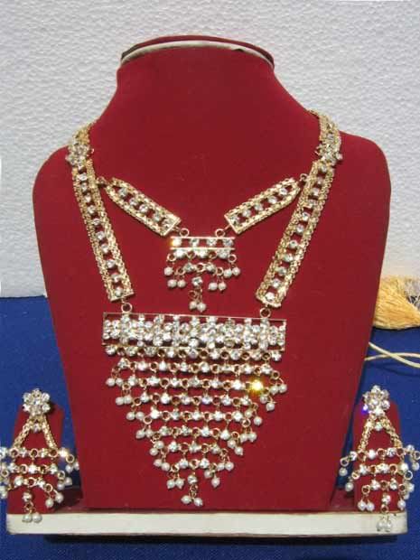 JWS105 large - Multicolor American Diamond Studded Necklace Set