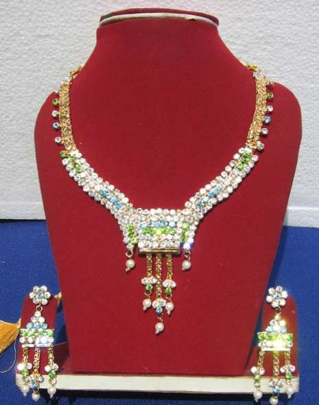 JWS110 large - Multicolor American Diamond Studded Necklace Set