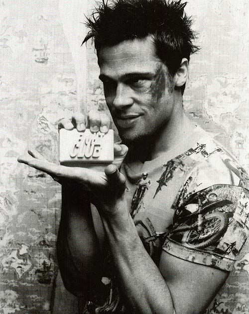 brad pitt smoking fight club. rad pitt fight club body.