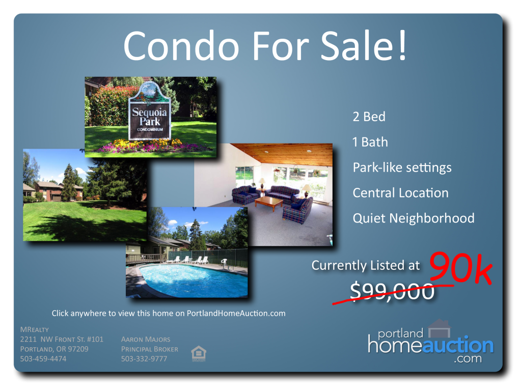 2Bed/1Bath Beaverton Condo For Sale PRICE REDUCED!