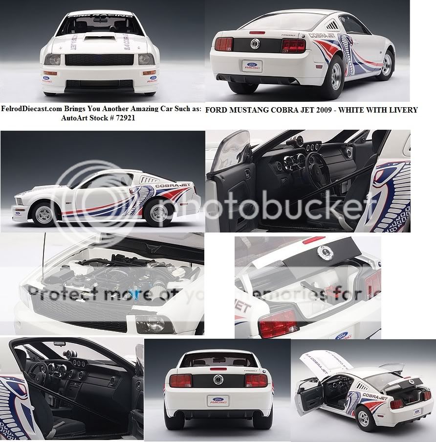 18 Autoart 2009 Ford Mustang Cobra Jet White Mint Car  