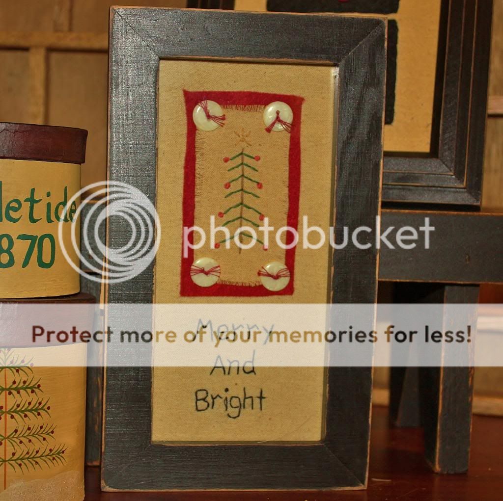  stitchery❄primitive by Kathy❄rustic Wood Frame Glass Front